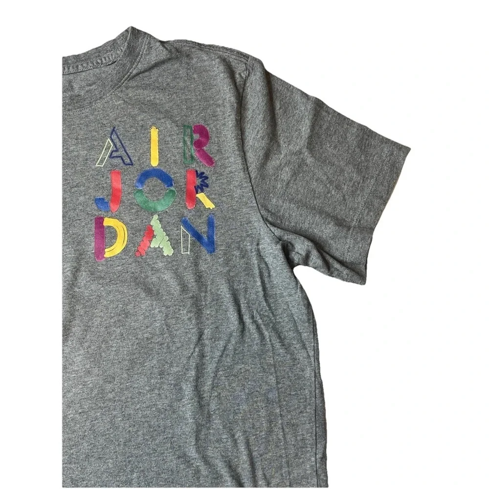 Air Jordan The Cradle Pop Art Colorful Graphic T-Shirt Gray Men's Small